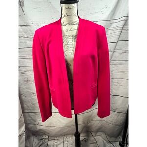 Nine West Mens Fuchsia Pink Open Front Collarless Blazer Jacket Size 12